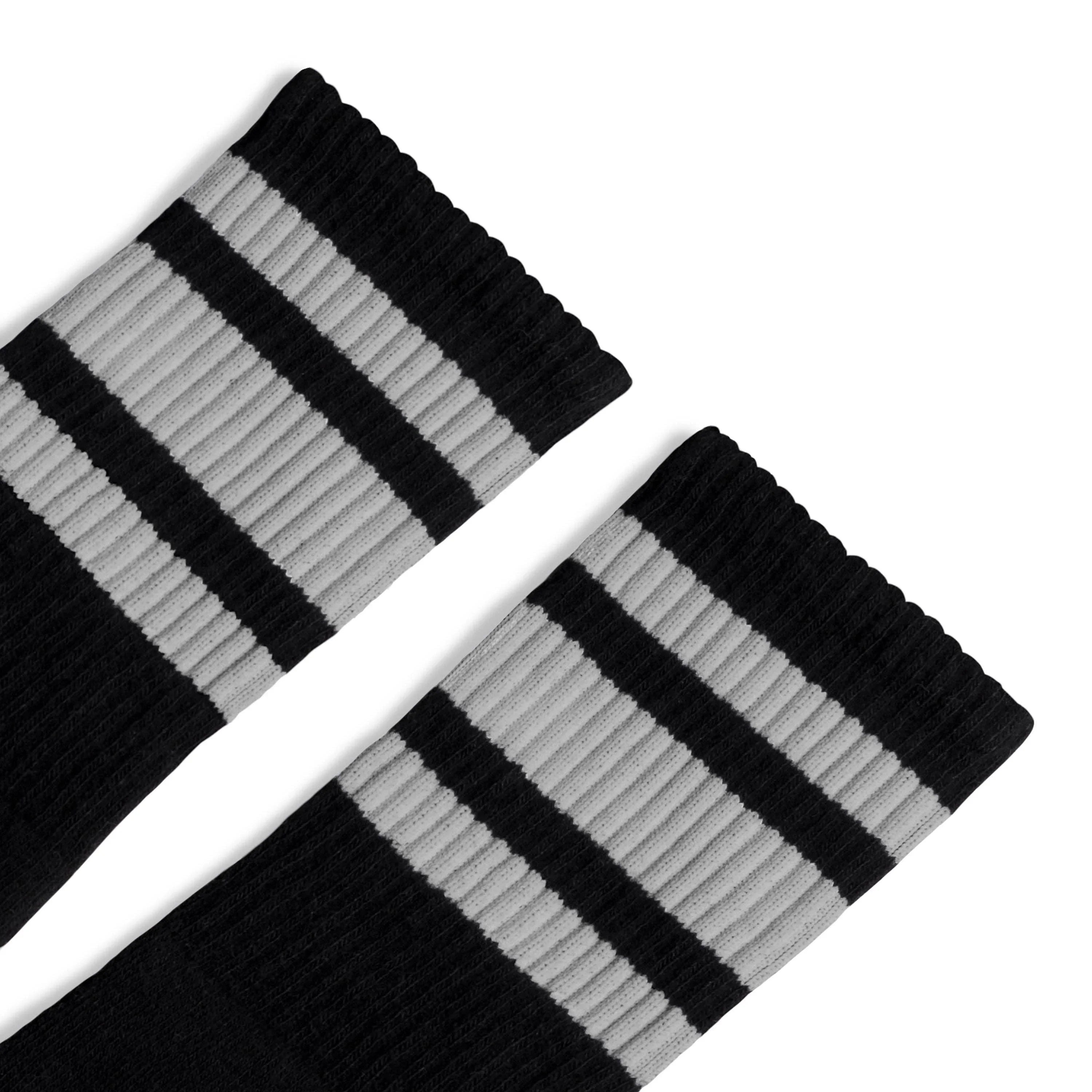 Grey Striped Socks | Black: Black / Crew / L/XL