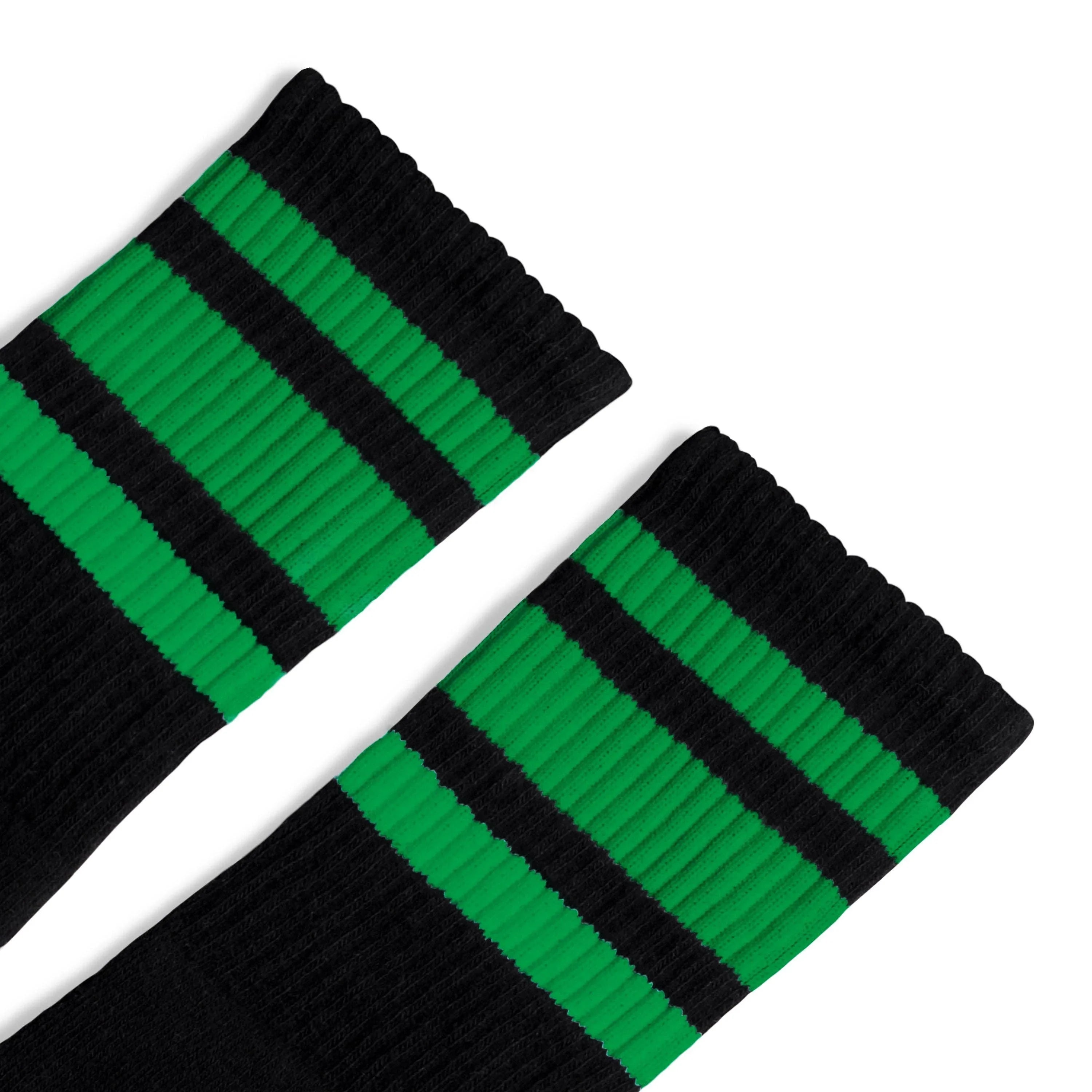 Green Striped Socks | Black: Black / Crew / L/XL