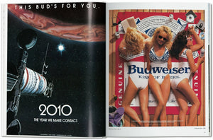 Budweiser advertisement from 2010 with space theme and two women in swimsuits.