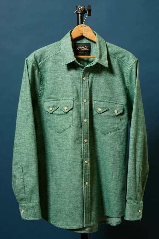 Alpine Super Soft Western Flannel in Green Front