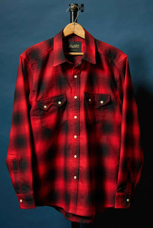 Alpine Super Soft Western Flannel in Red & Black Plaid Front