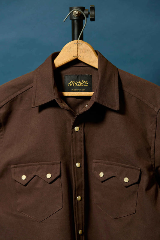 Brushed Bull Denim Shacket in Espresso