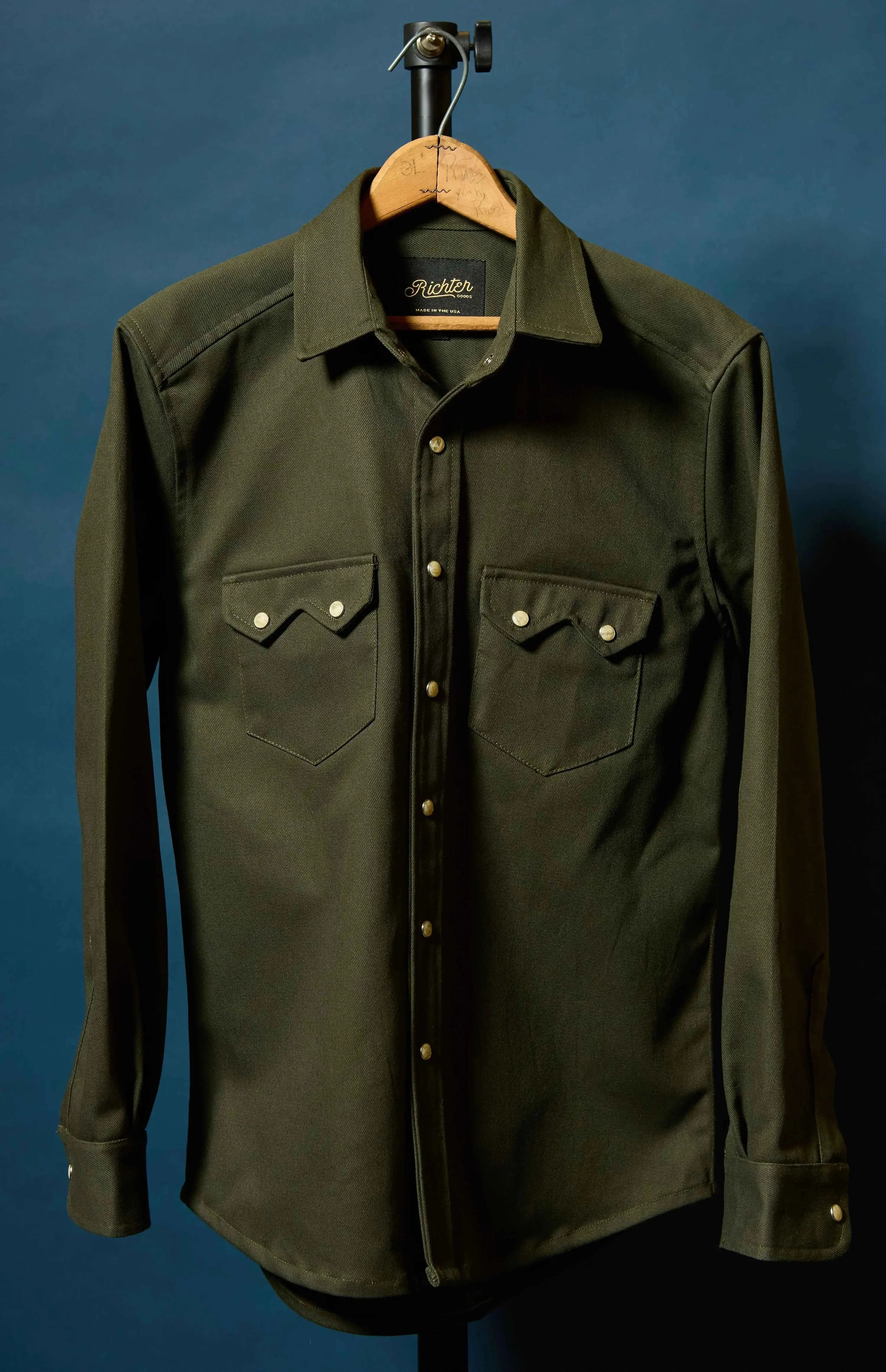 Bull Denim Shacket in Hunter Front