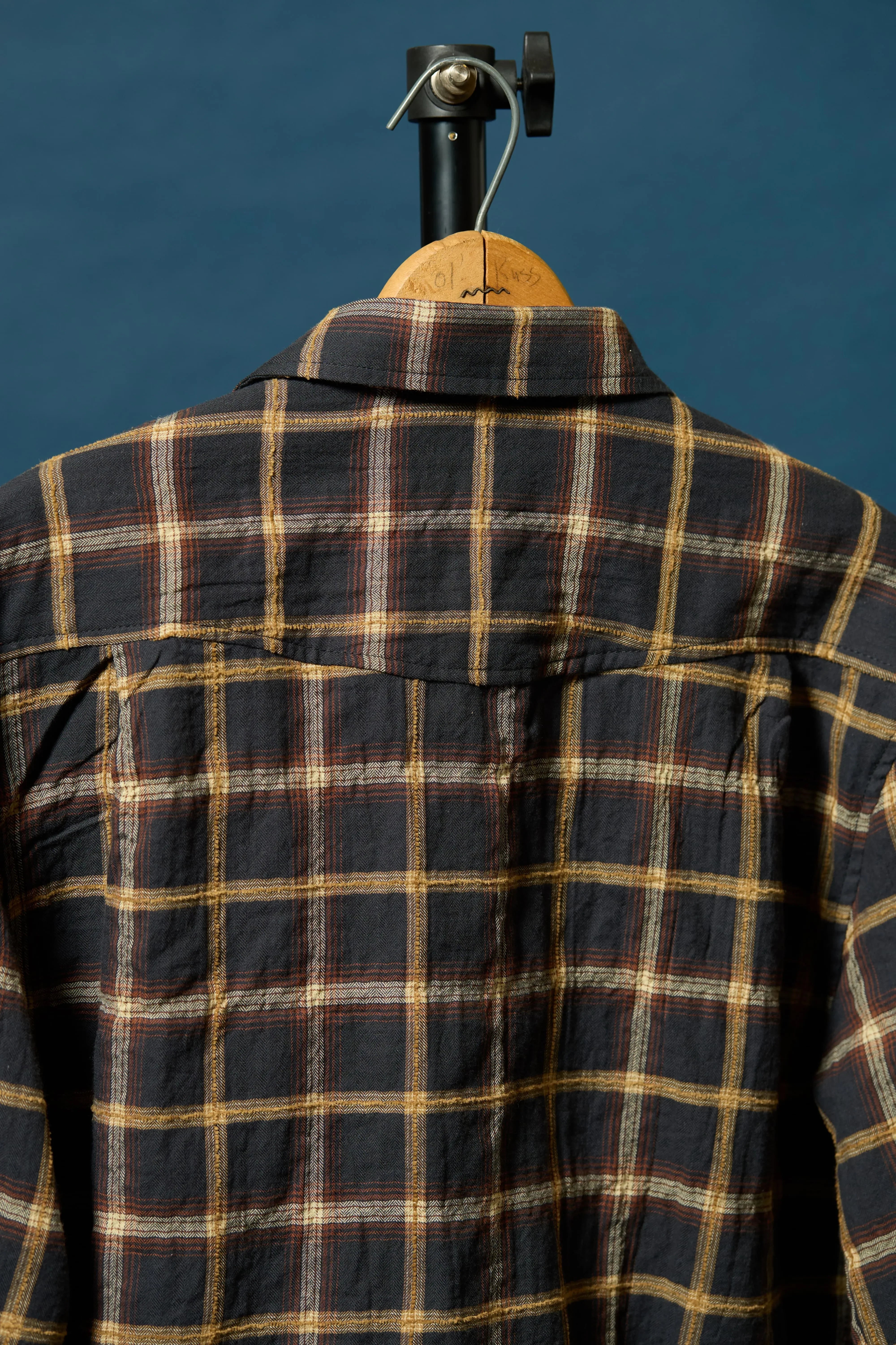 Chenille Stripe in Charcoal Plaid Back