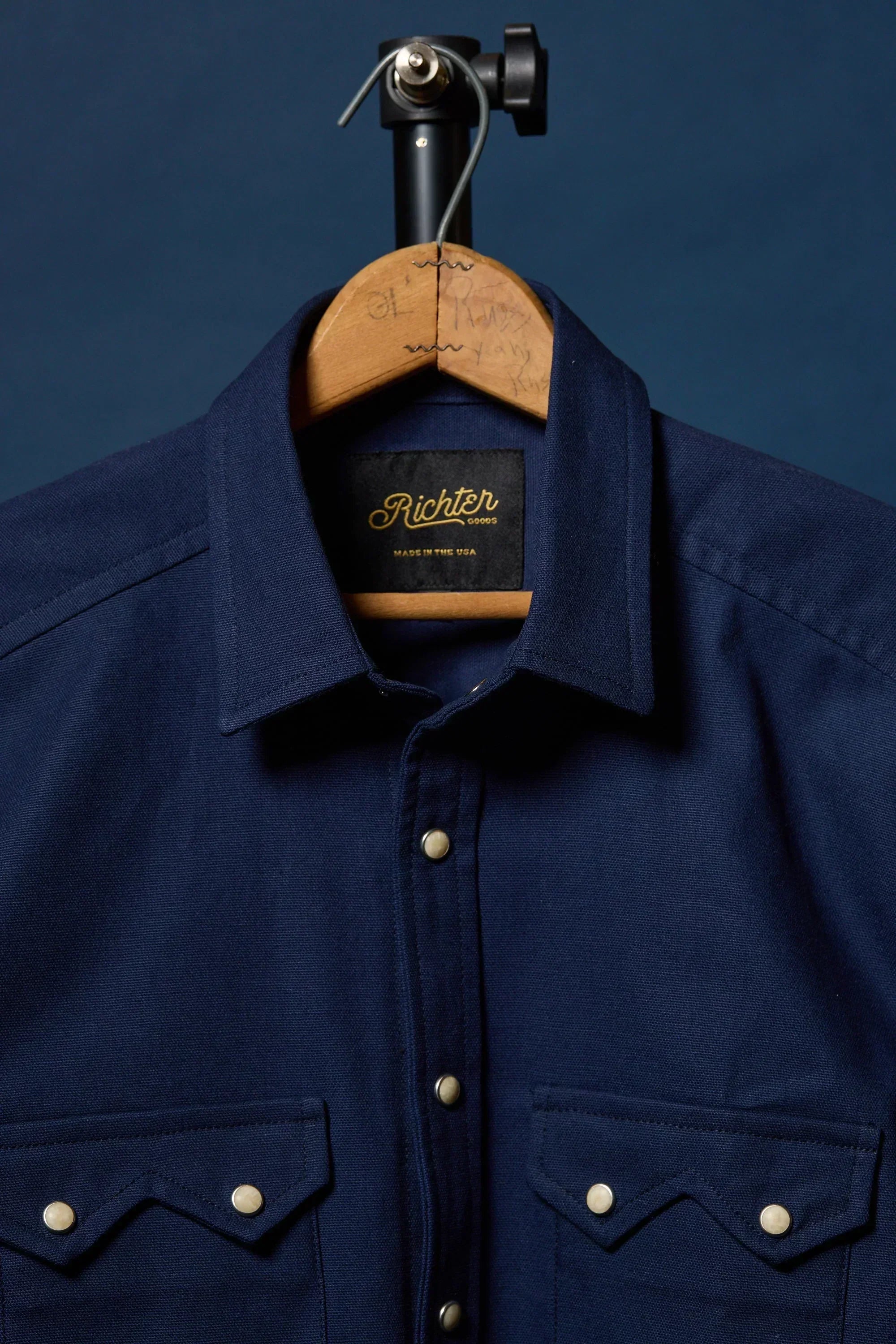 Duck Canvas Western Shirt Navy Blue | Sawtooth Pearl Snap