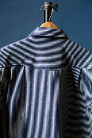Richter181 back, blue and white striped men's western shirt back view