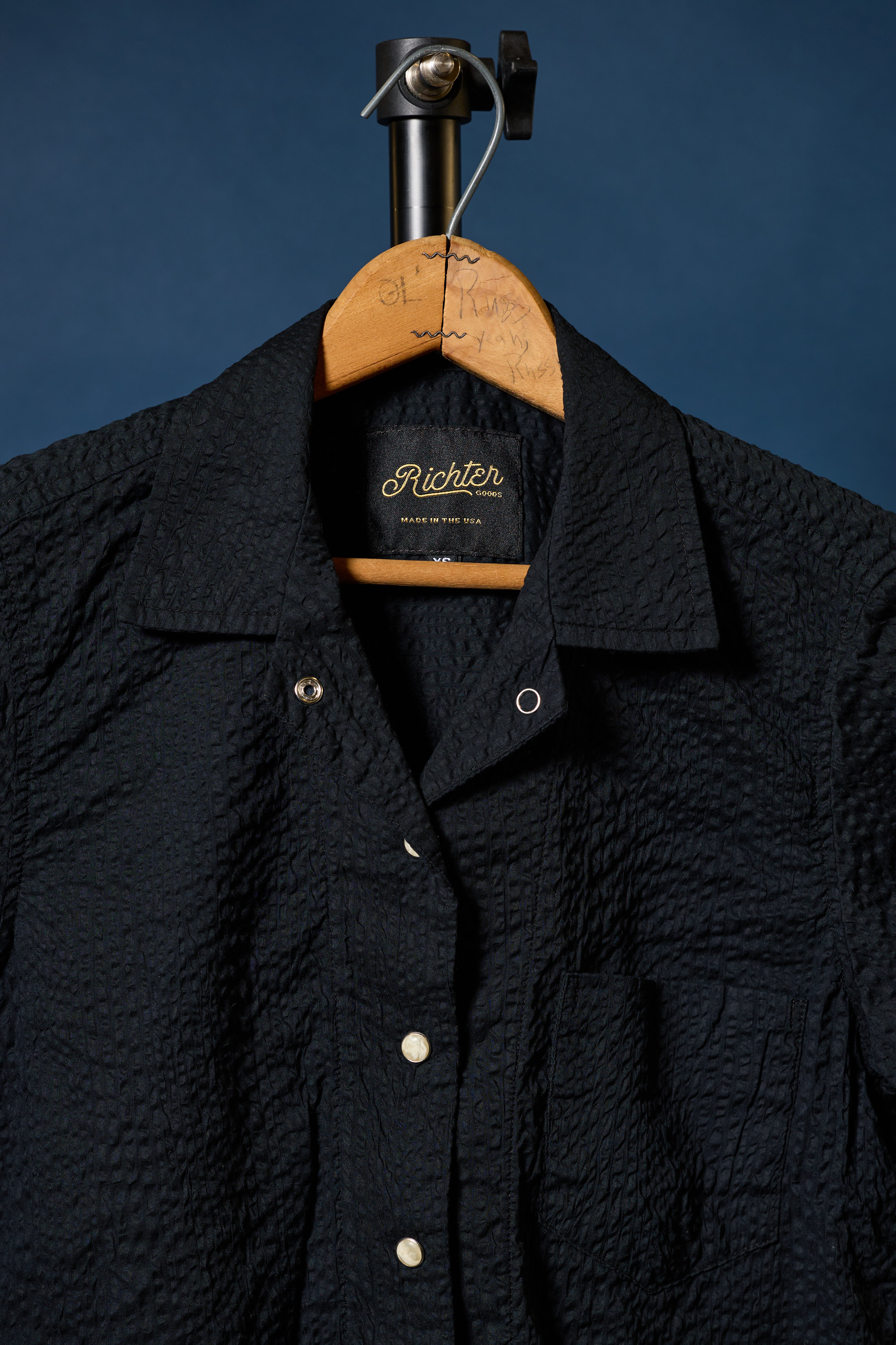 Salado Seersucker in Midnight Black