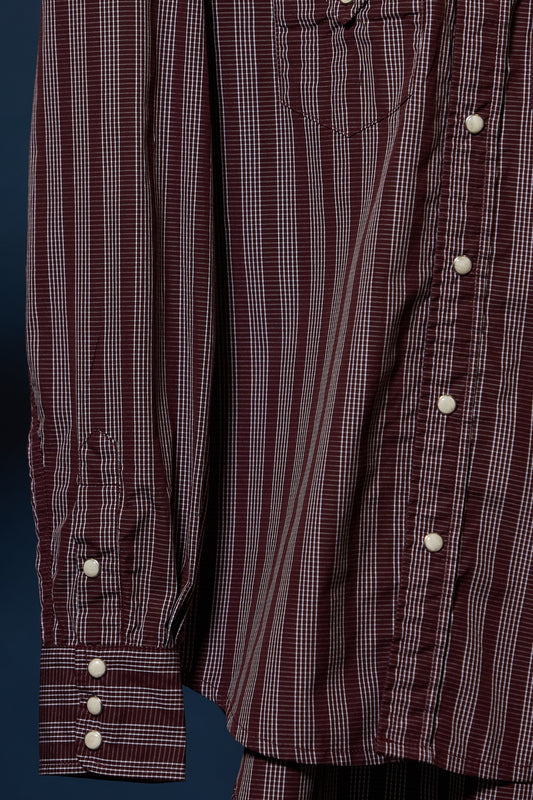 Maverick Pearl Snap in Maroon Plaid