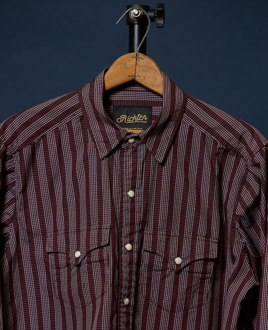 Maverick Pearl Snap in Maroon Plaid
