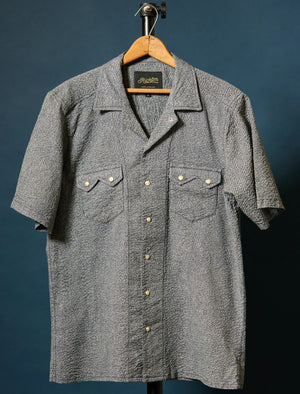 Salado Seersucker in Pedernales Blue Front