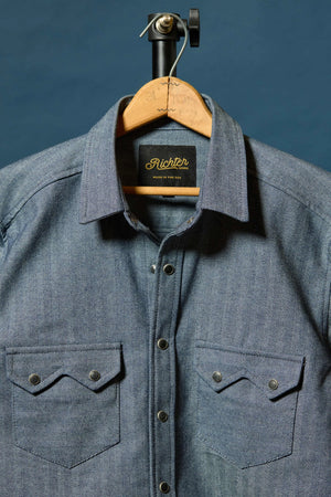 Sunset Route in Herringbone Denim