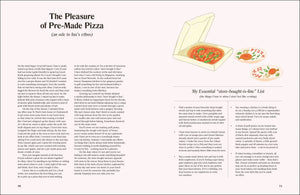 Page from Table of Two book about pre-made pizza with text and illustrations.