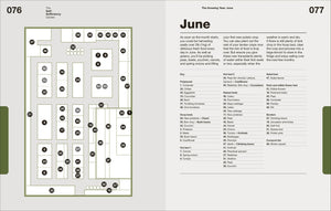 Calendar page for June with a map and list on a white background