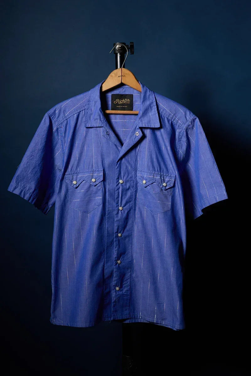 Western Lurex in Blue Pearl snap Shirts