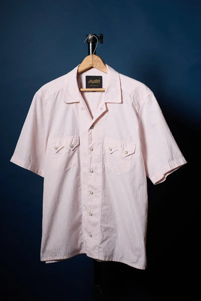 Western Lurex in Pink Pearl Snap Shirt