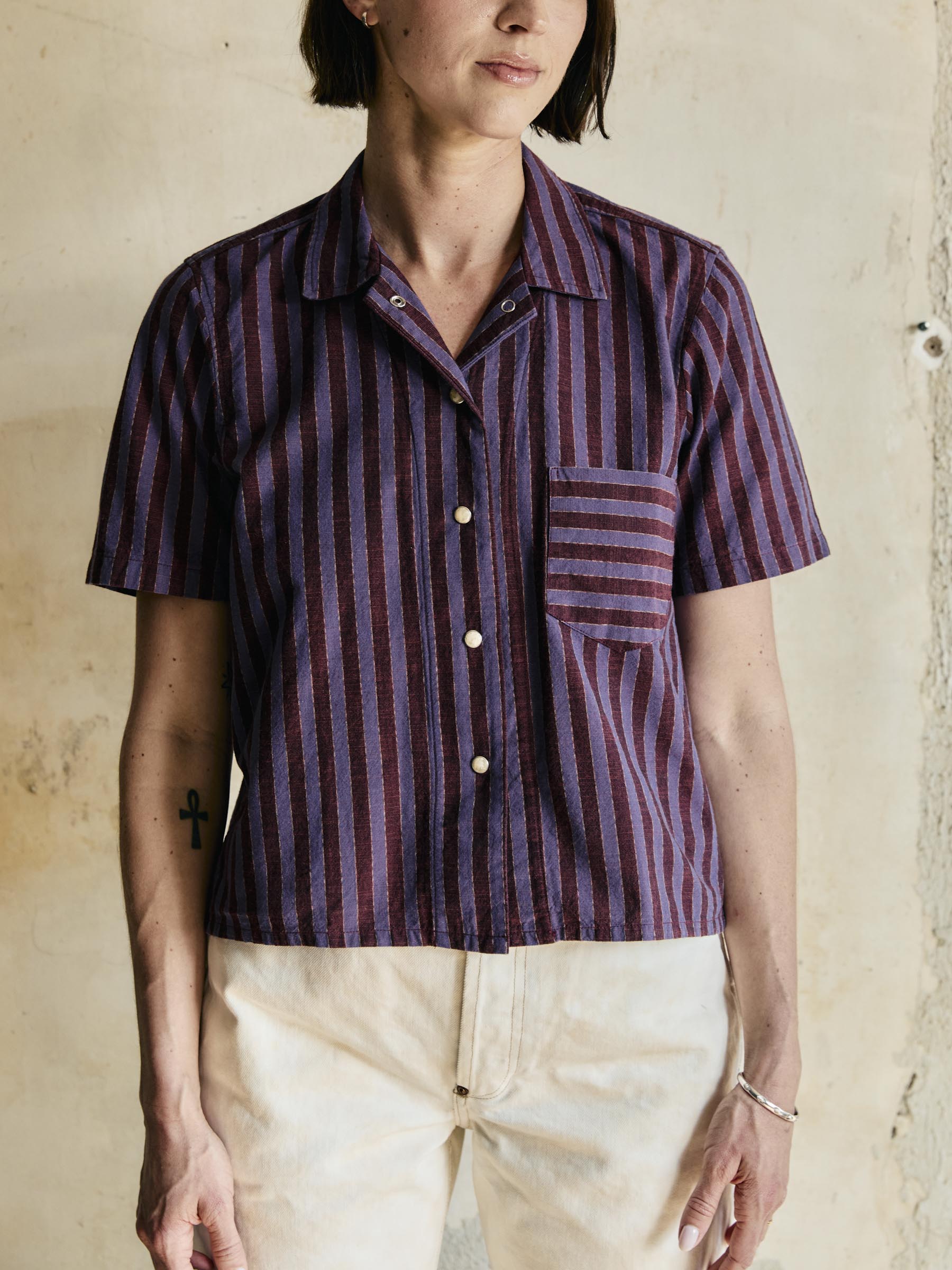 i+w x Richter Goods Itajime Stripe Pearl Snap Shirt - Made in USA