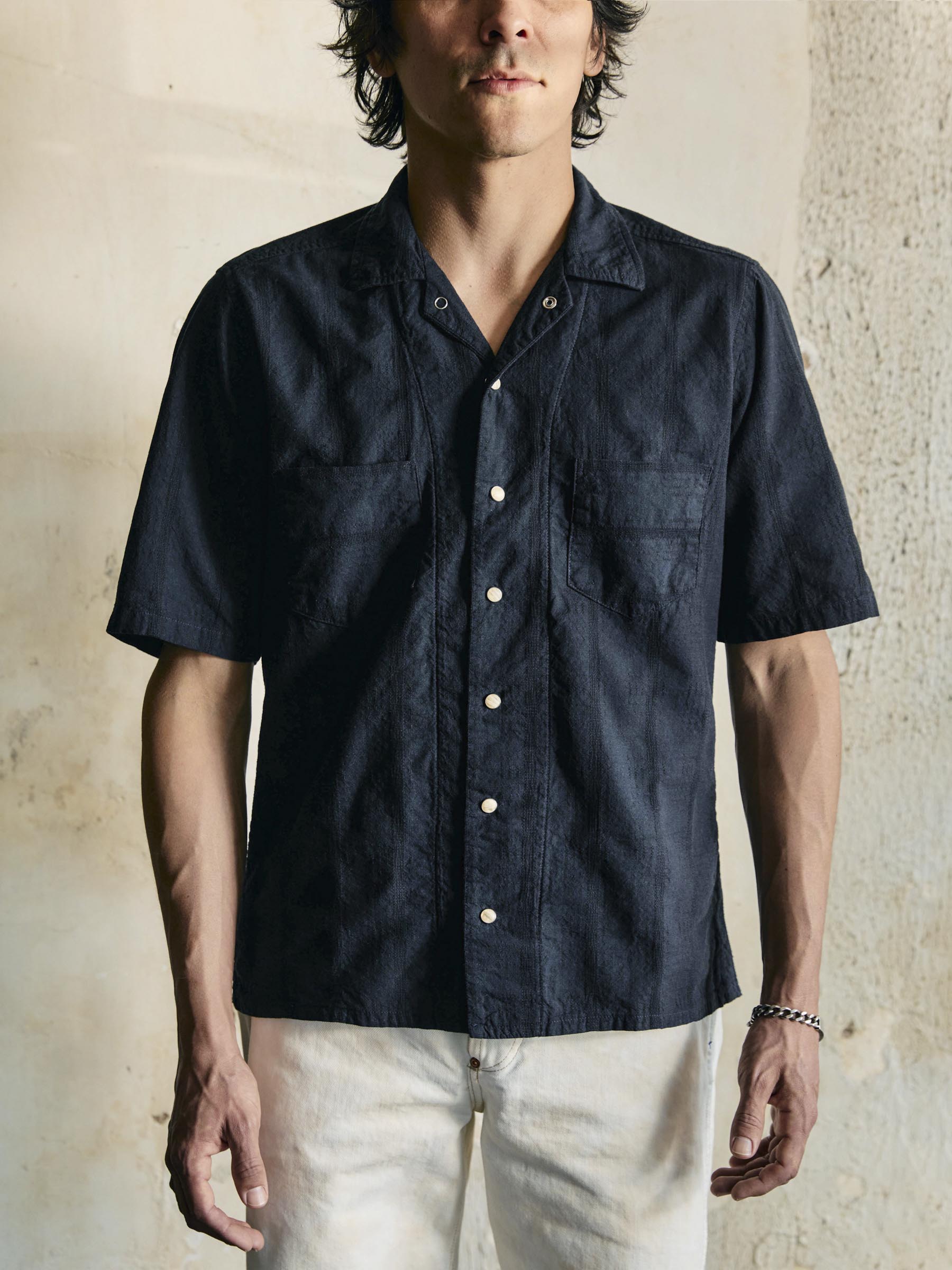 i+w x richter goods tonal striped pearl snap, S