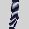 navy and white striped socks front view