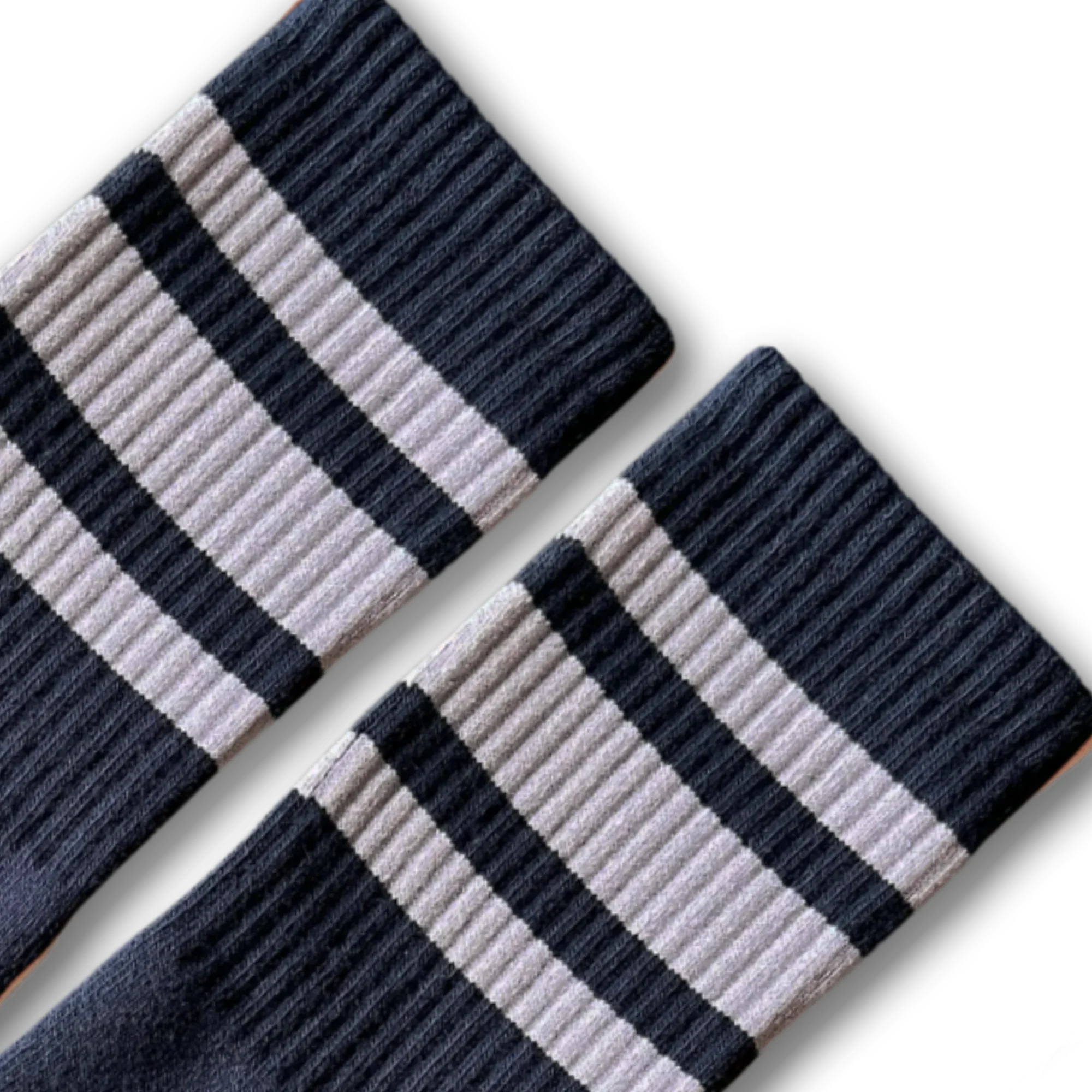White Striped Socks | Navy: Navy / Crew / L/XL
