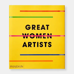 GREAT WOMEN ARTISTS book cover, bright yellow with bold black text and colorful lines