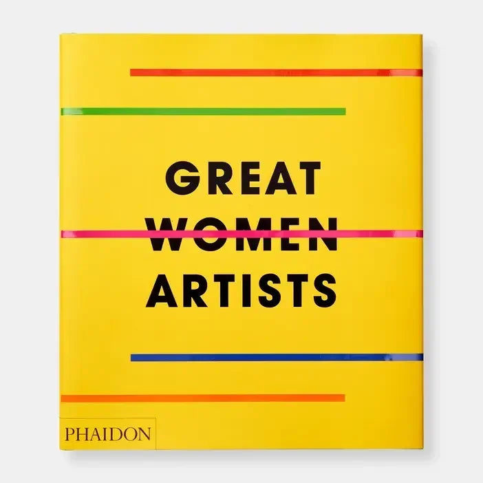 GREAT WOMEN ARTISTS book cover, bright yellow with bold black text and colorful lines