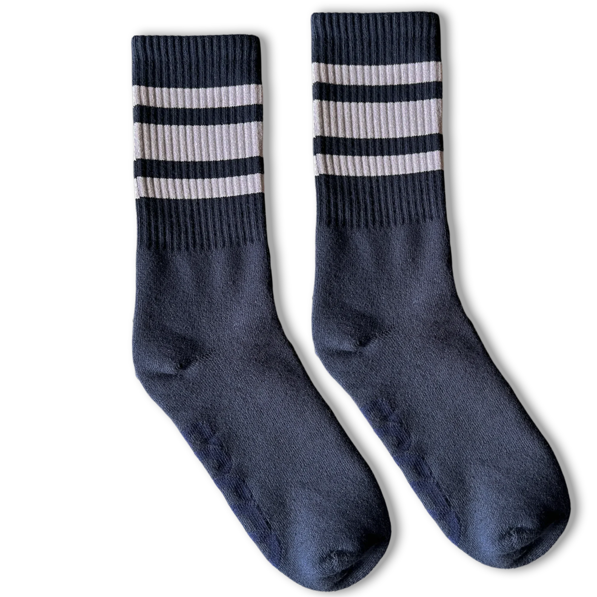 White Striped Socks | Navy: Navy / Crew / L/XL