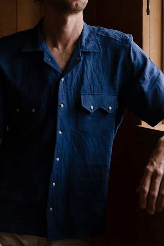 Western Linen in Navy Blue