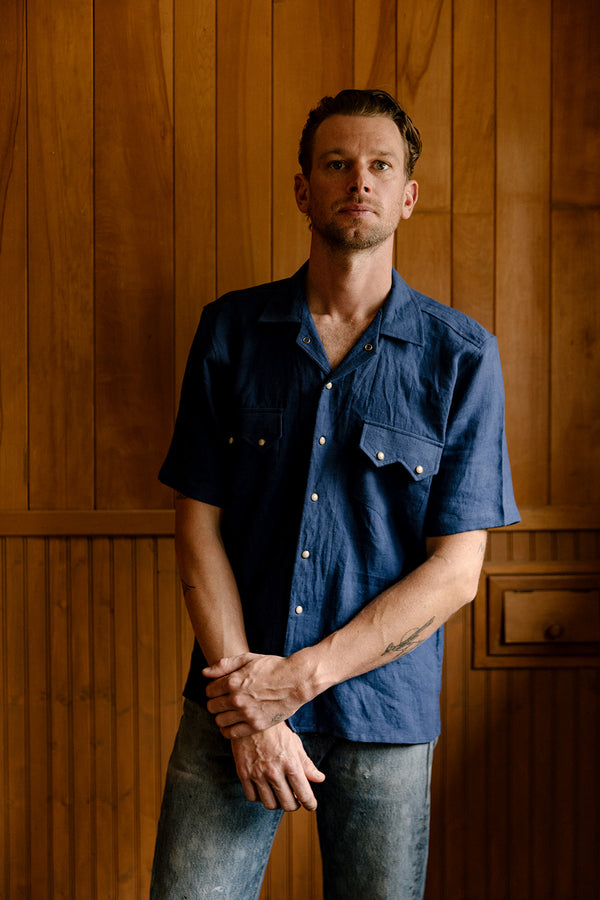 Western Linen in Navy Blue