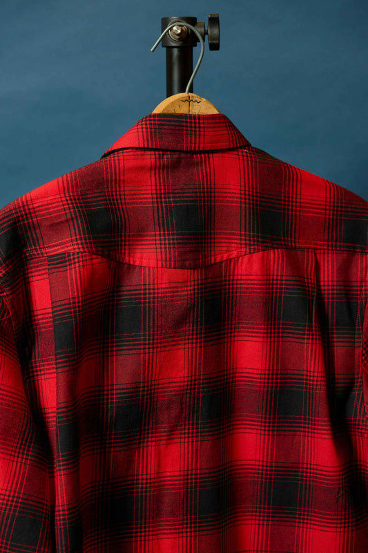 Alpine Super Soft Western Flannel in Red & Black Plaid Back
