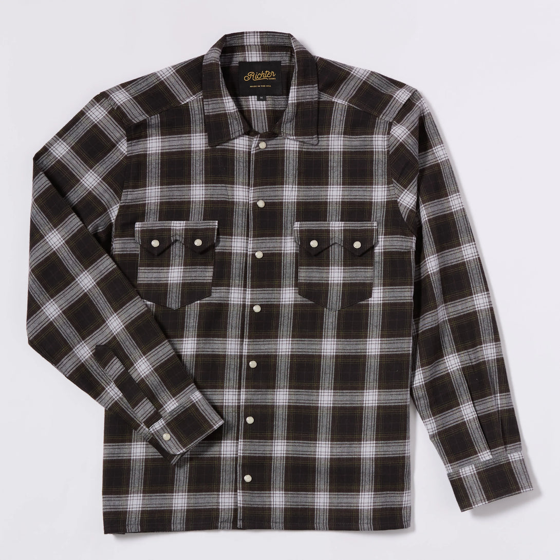 Bishop Open Collar Flannel Shirt Front