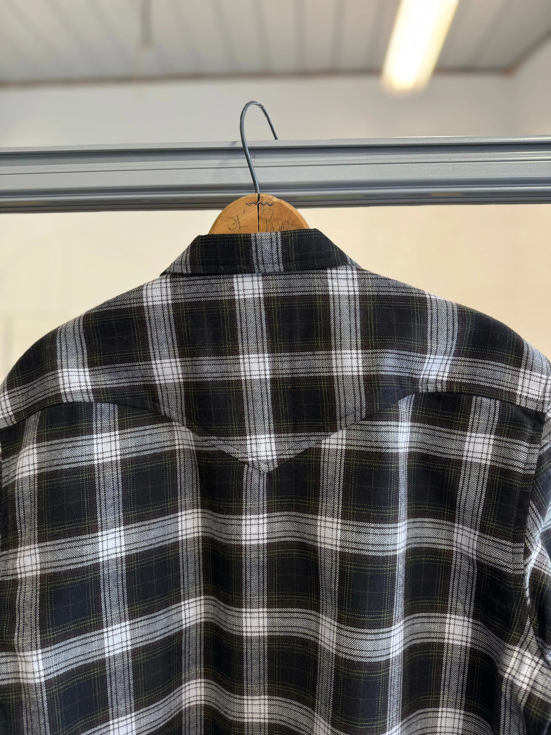 Bishop Open Collar Flannel Shirt Back