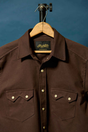 Brushed Bull Denim Shacket in Espresso