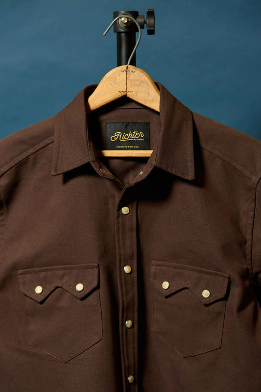 Brushed Bull Denim Shacket in Espresso