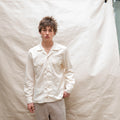 Dobby Woven Open Collar in Chalk