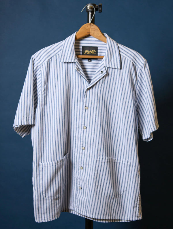 Cabana Boy in Blue and White Santa Fe Ticking Stripe