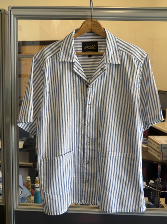 Cabana Boy in Blue and White Santa Fe Ticking Stripe