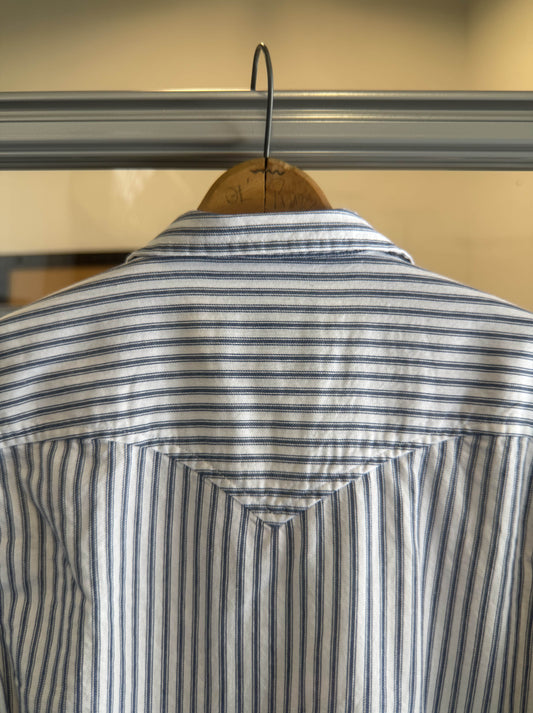 Cabana Boy in Blue and White Santa Fe Ticking Stripe Back