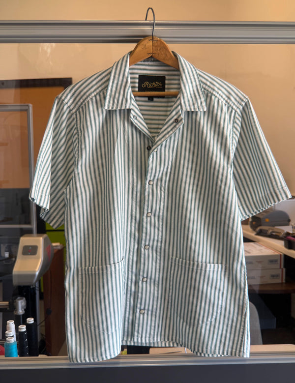 Cabana Boy in Green and White Santa Fe Ticking Stripe