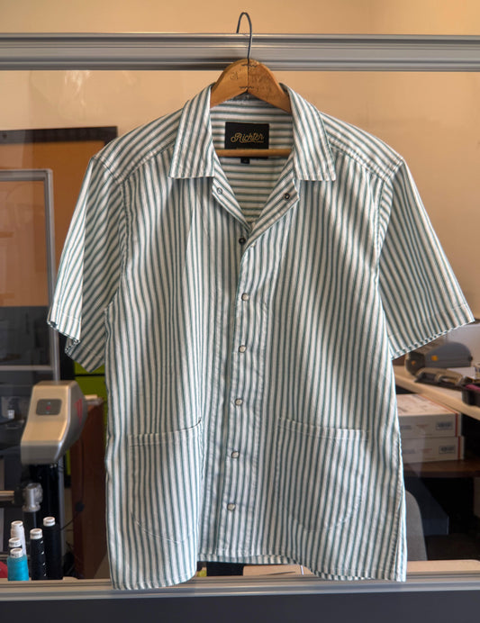 Cabana Boy in Green and White Santa Fe Ticking Stripe