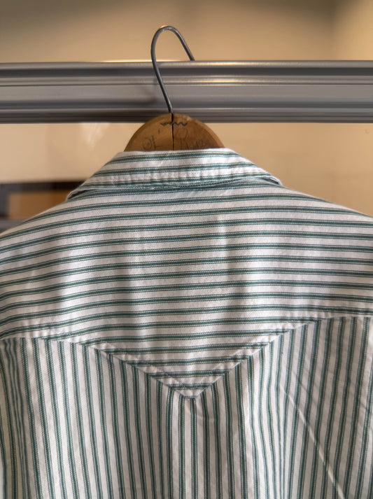 Cabana Boy in Green and White Santa Fe Ticking Stripe Back