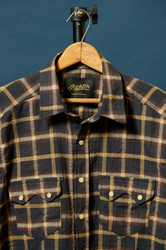 Chenille Stripe in Charcoal Plaid