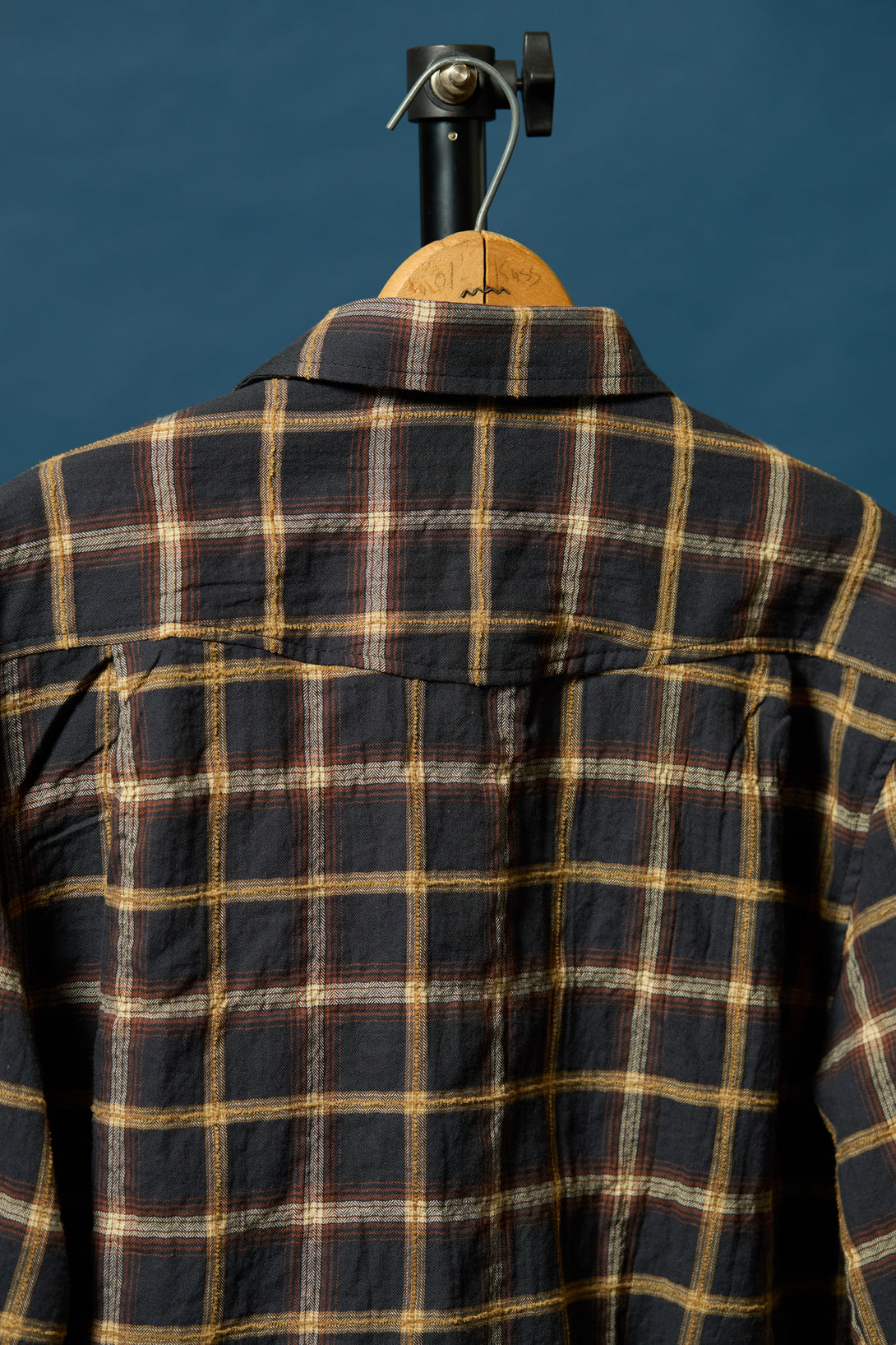 Chenille Stripe in Charcoal Plaid Back