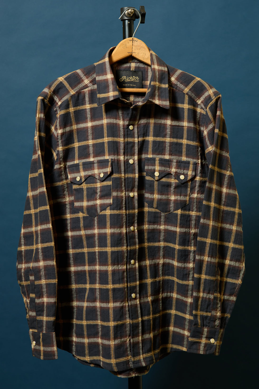 Chenille Stripe in Charcoal Plaid Front