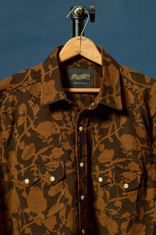 Cotton Printed Corduroy in Floral Camou Front