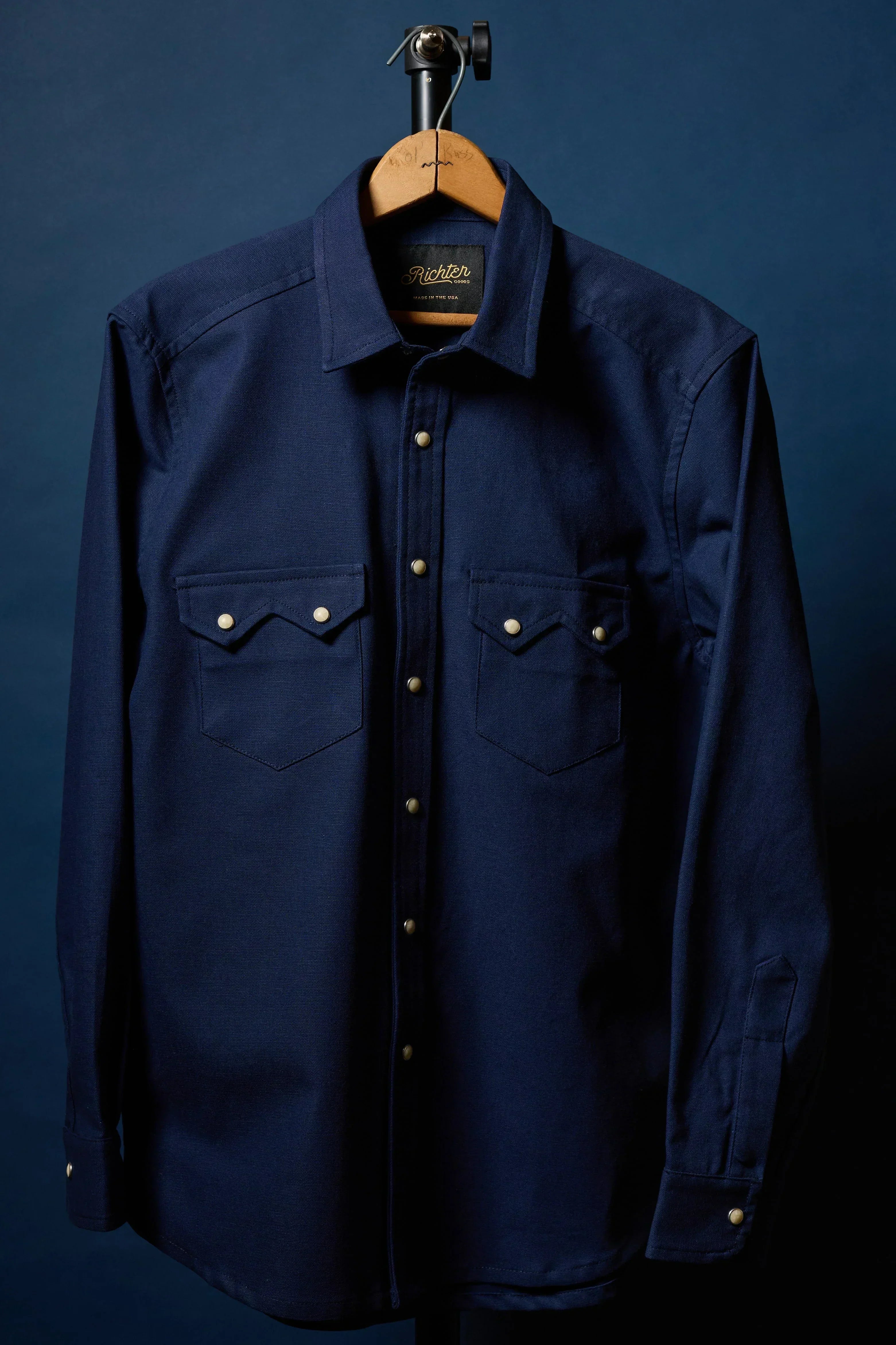 Duck Canvas Western Shirt Navy Blue | Sawtooth Pearl Snap