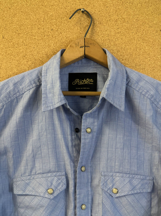 Gambler Western in Blue Lurex Check Front