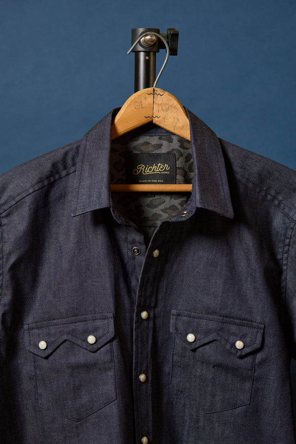 Japanese Denim with Printed Leopard Interior Front