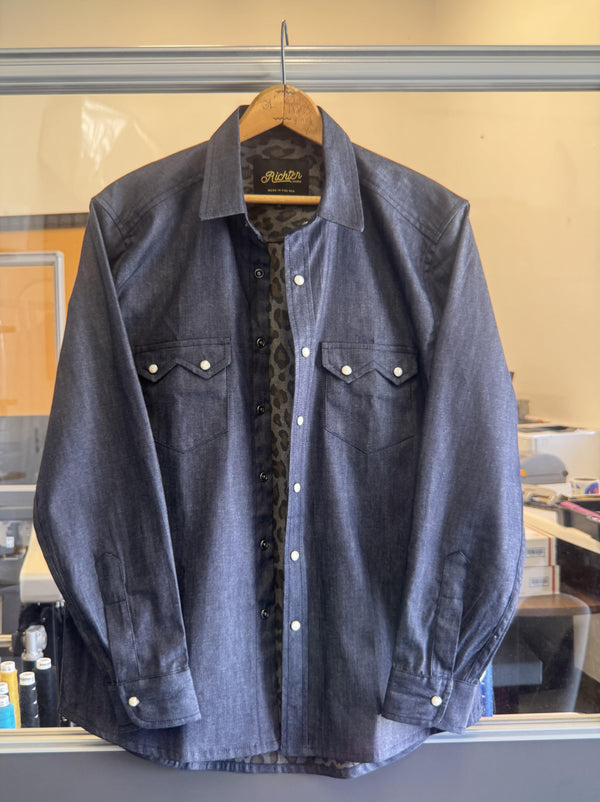 Japanese Denim with Printed Leopard Interior Front
