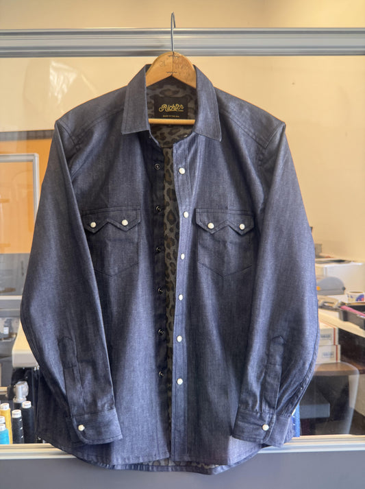 Japanese Denim with Printed Leopard Interior Front