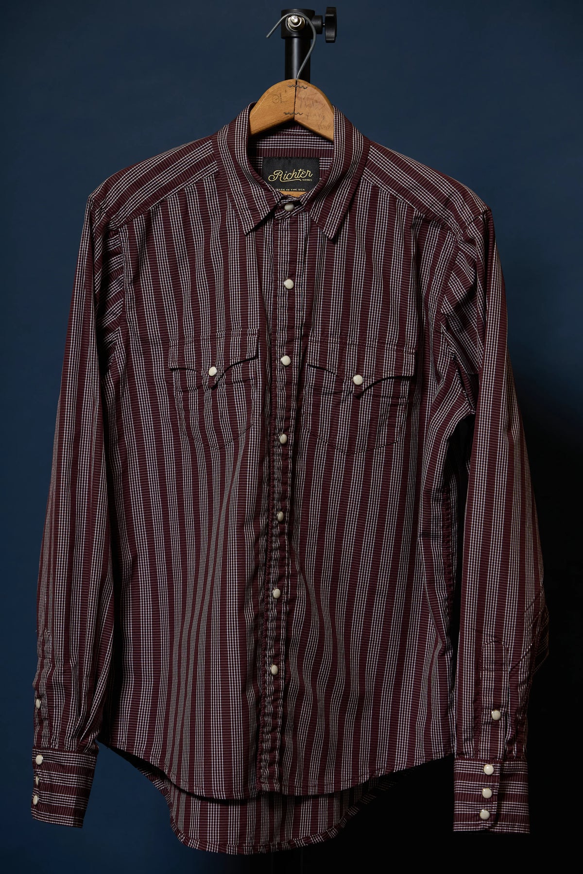 Maverick Pearl Snap in Maroon Plaid